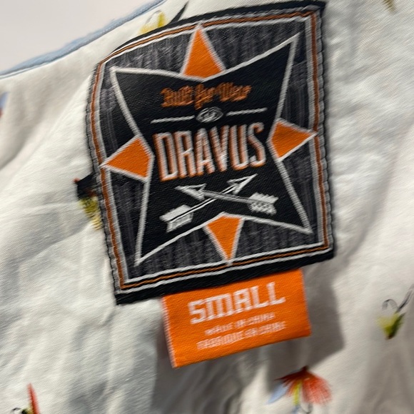 Small, Light Blue Dravus button up shirt with center & sleeve flower accents - Picture 7 of 8